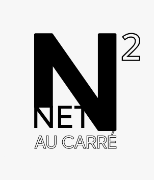 Logo portant le texte "N² NET AU CARRÉ" en noir et blanc.